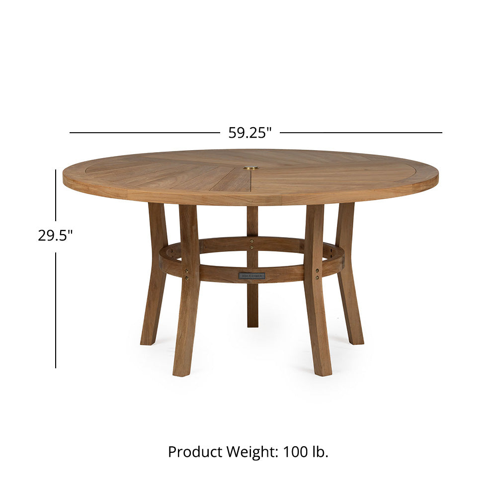 Savannah Grade A Teak Round Dining Table | 59"