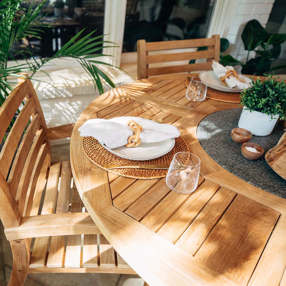 Luna Grade A Teak 59" Lazy Susan Table - view 6