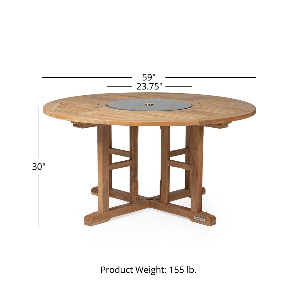 Luna Grade A Teak 59" Lazy Susan Table - view 12