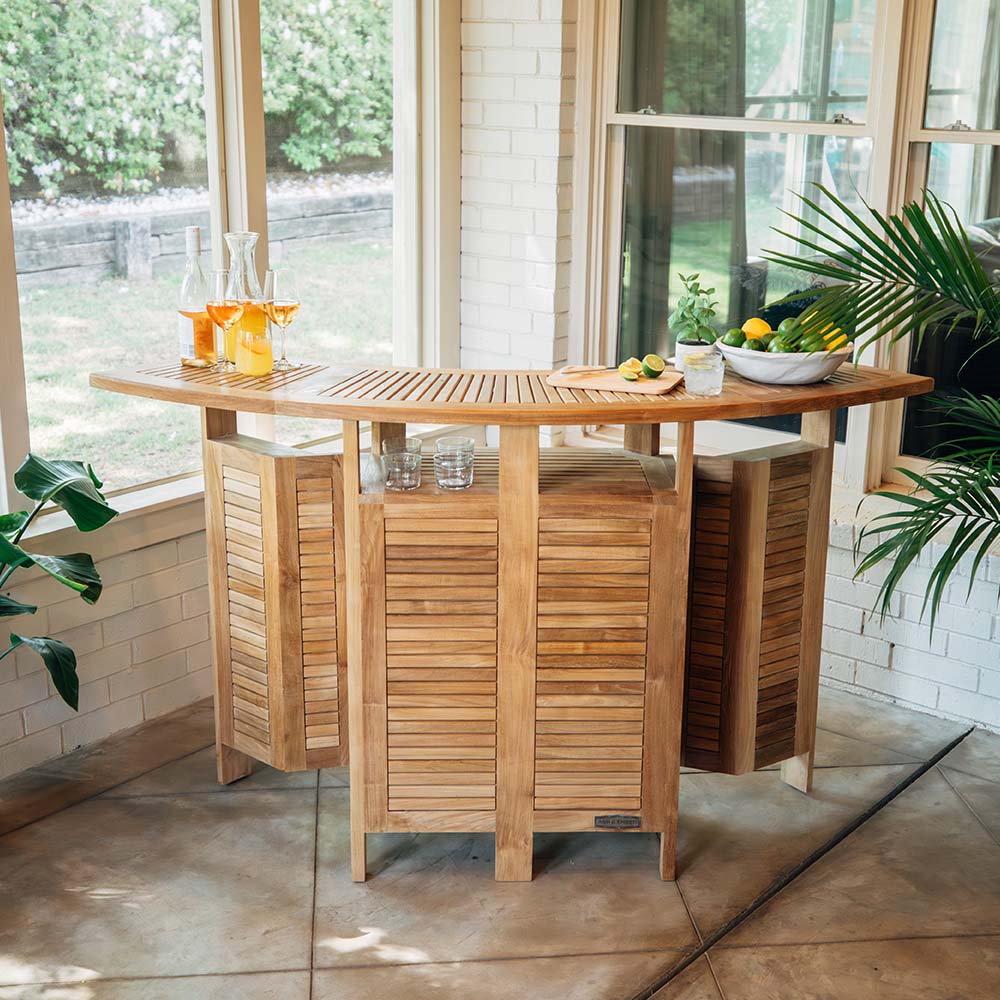 Acadia Grade A Teak Folding Bar Cabinet - view 2