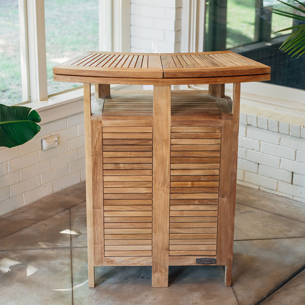 Acadia Grade A Teak Folding Bar Cabinet - view 3