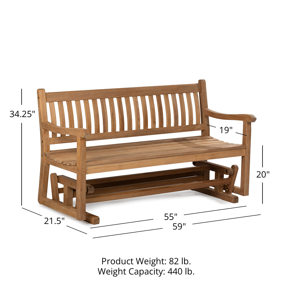 Cascade Grade A Teak Glider Bench - view 10