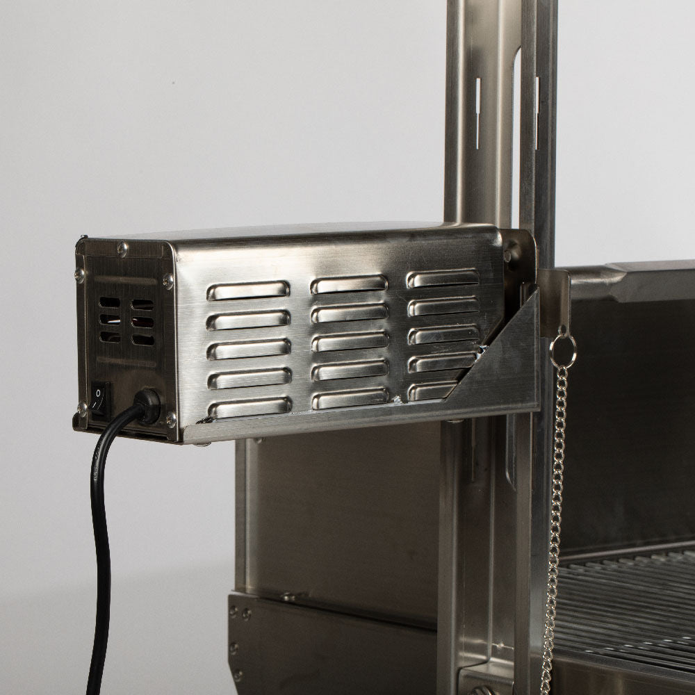 Stainless Steel Rotisserie Grill | 25 Watt - Holds 125 LB / With Windscreen