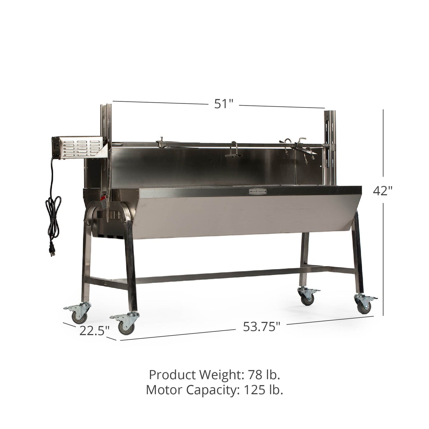 Stainless Steel Rotisserie Grill | 25 Watt - Holds 125 LB / With Windscreen - view 23