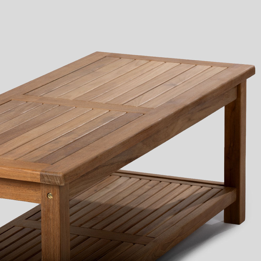 Sierra Grade A Teak 47" Outdoor Coffee Table with Shelf