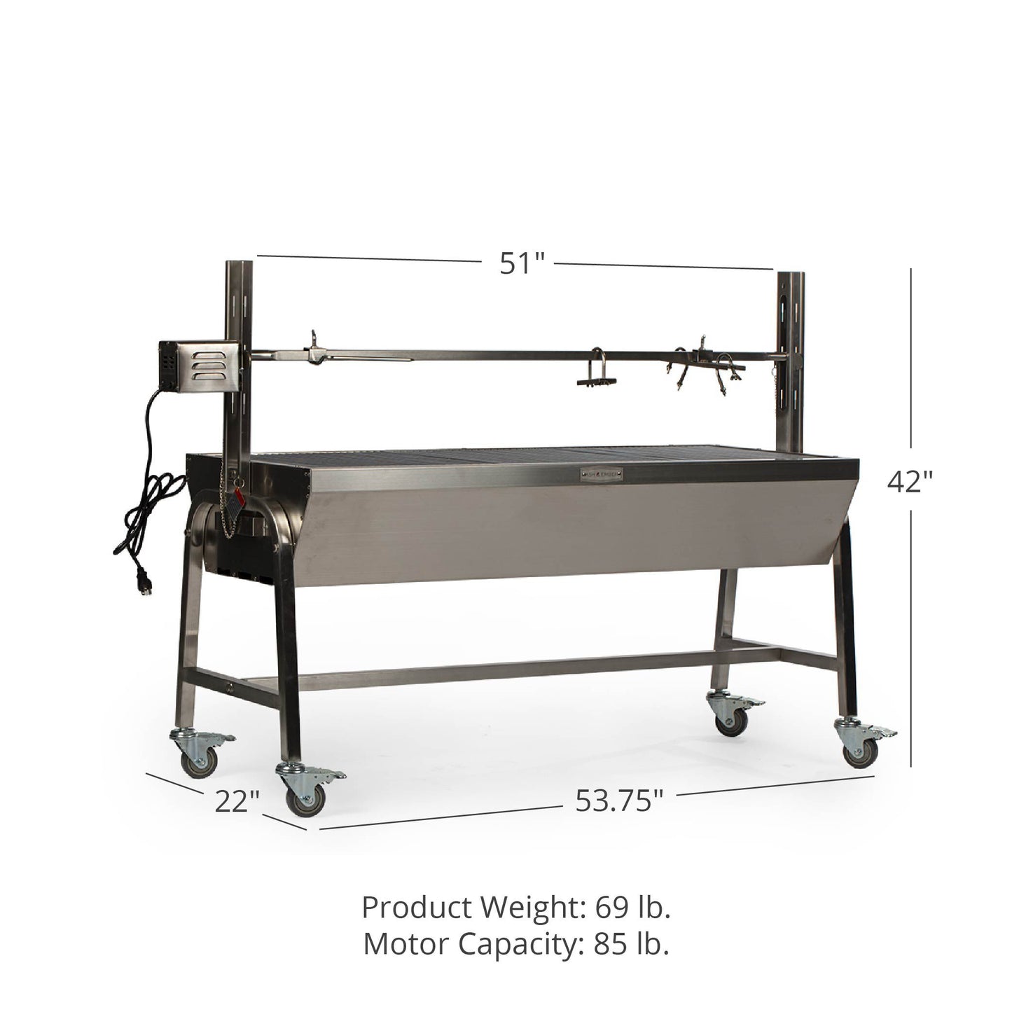 Stainless Steel Rotisserie Grill | 13 Watt - Holds 85 LB / Without Windscreen - view 33