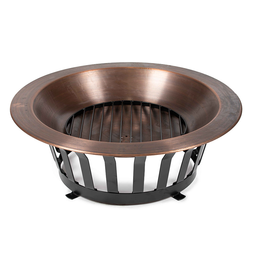 40" Copper Fire Pit with Solid Base and Fire Iron