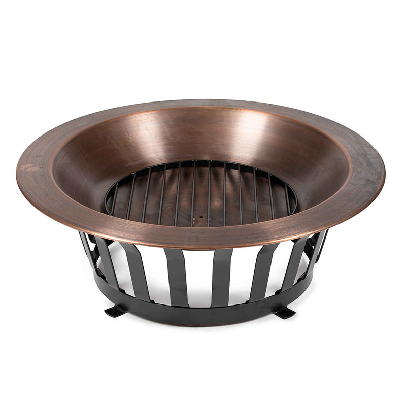 40" Copper Fire Pit with Solid Base and Fire Iron
