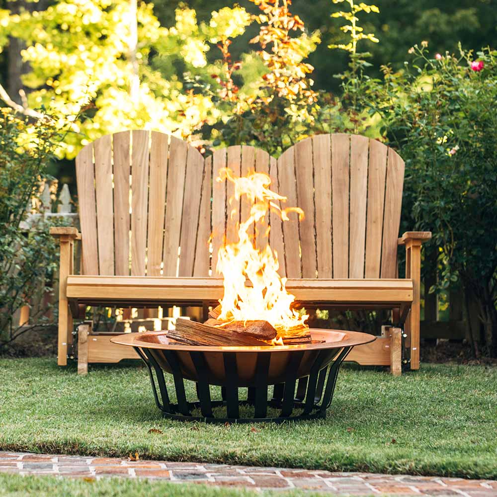 40" Copper Fire Pit with Solid Base and Fire Iron - view 3