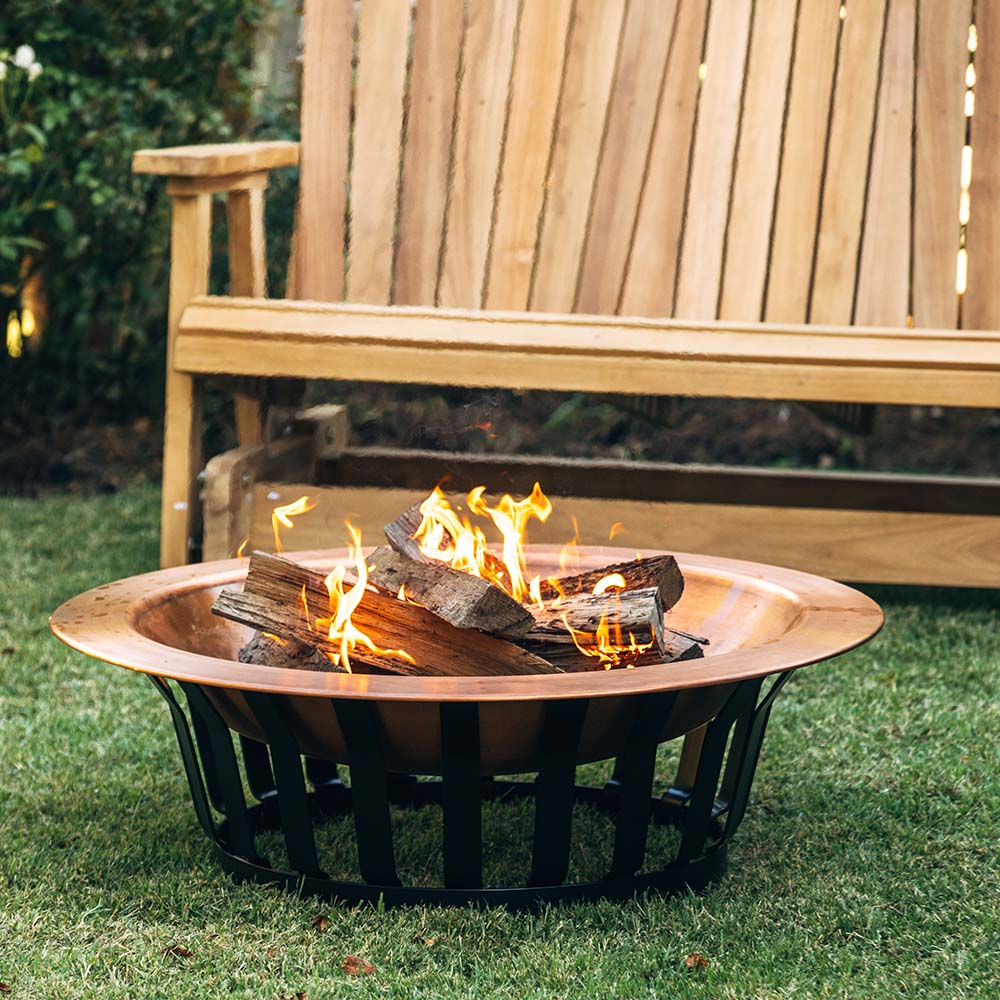 40" Copper Fire Pit with Solid Base and Fire Iron - view 4