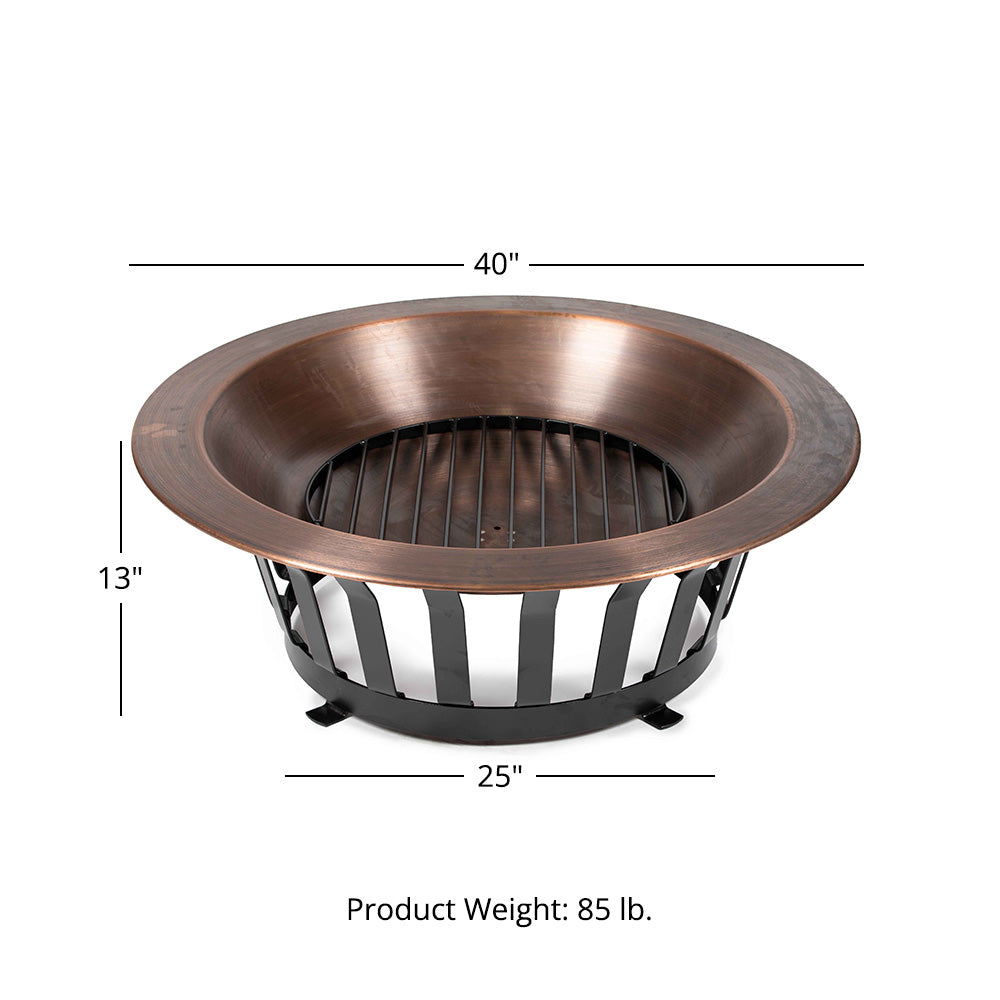 40" Copper Fire Pit with Solid Base and Fire Iron - view 9