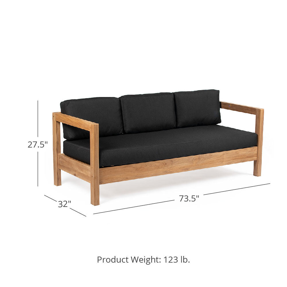 Onyx Grade A Teak Sofa - Choose Cushion Color: Black | Black - view 10