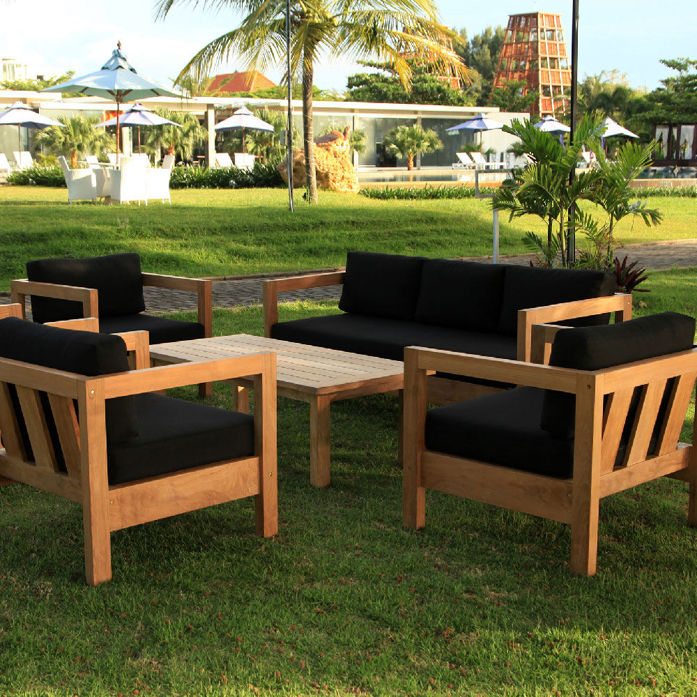 Onyx Grade A Teak Sofa - Choose Cushion Color: Black | Black