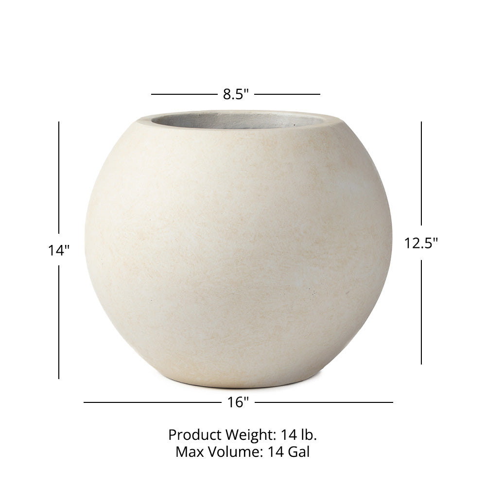 Onyx Sphere Planters | Satin Ivory / 16" Diameter - view 8