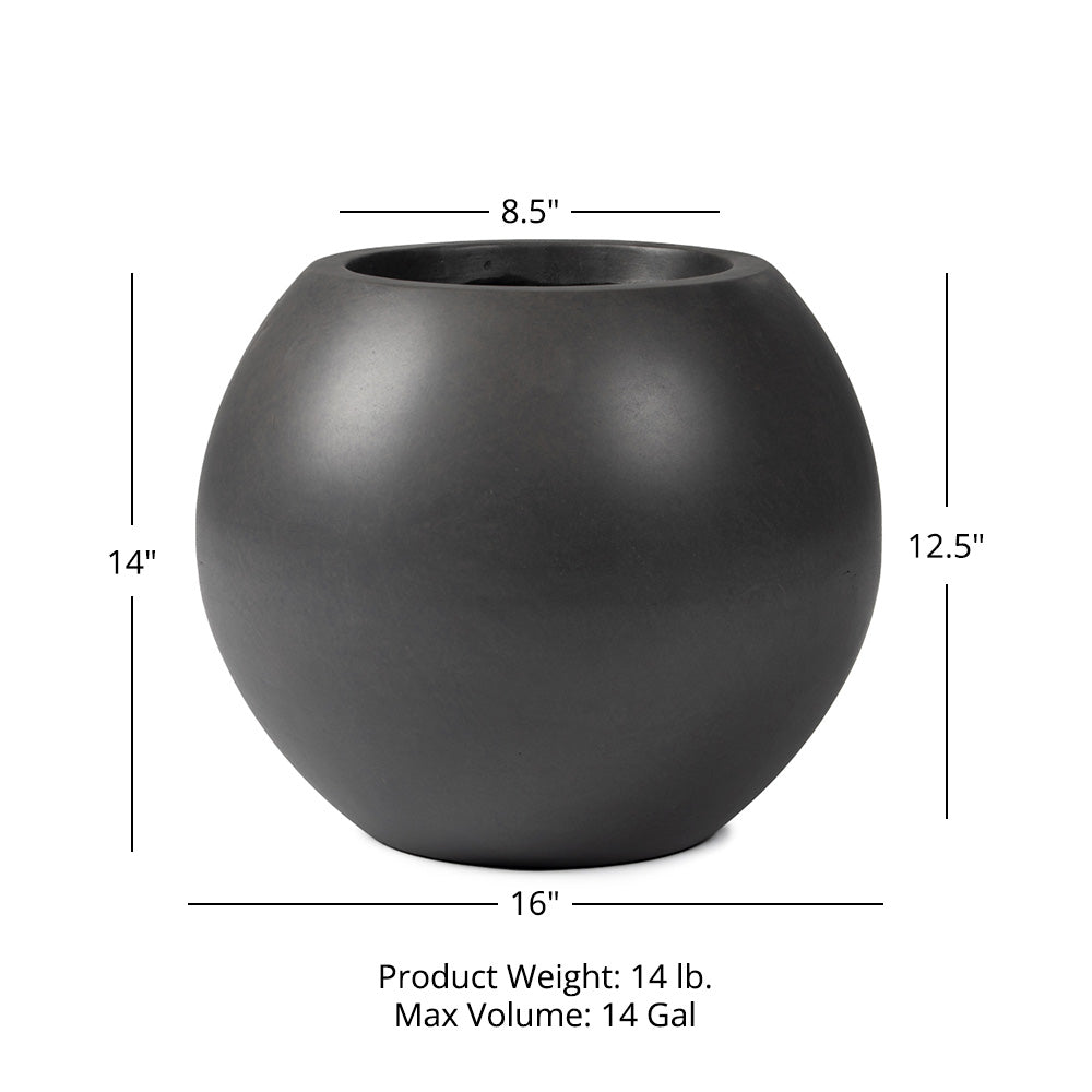Onyx Sphere Planters | Charcoal / 16" Diameter