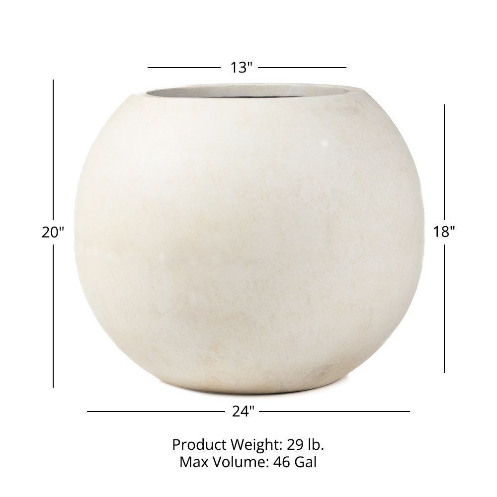 Onyx Sphere Planters | Satin Ivory / 24" Diameter