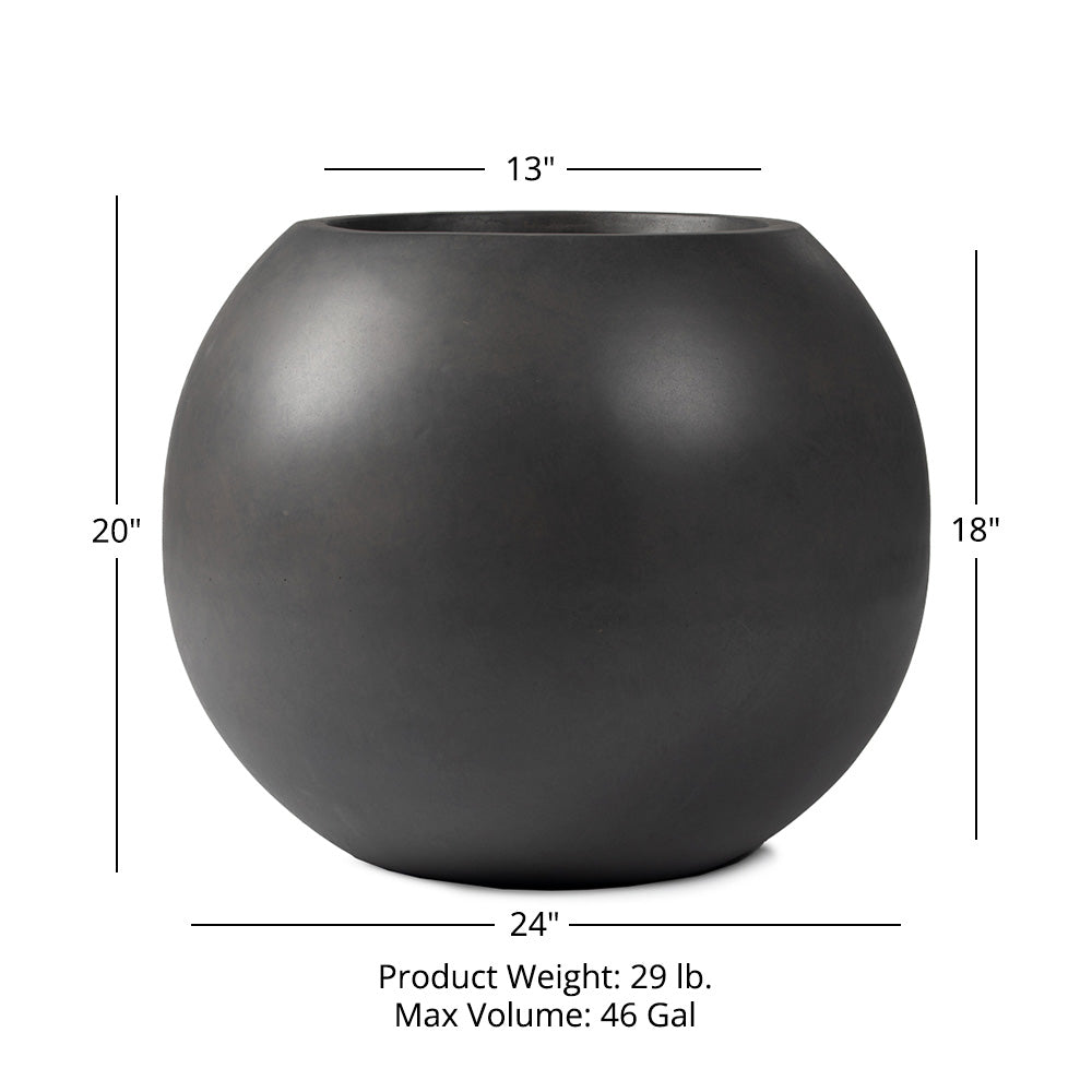 Onyx Sphere Planters | Charcoal / 24" Diameter - view 32