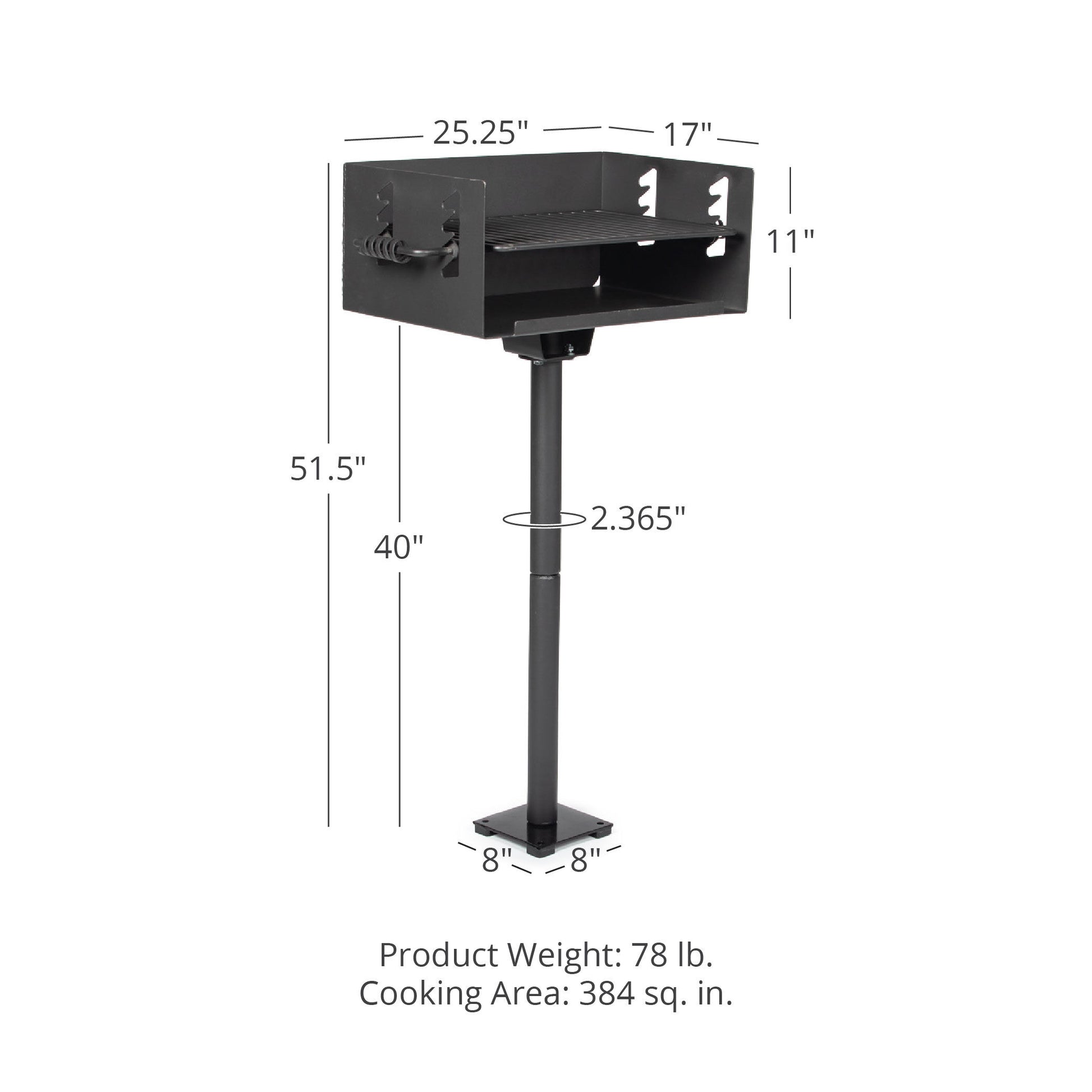 384 Sq. In. Jumbo Park-Style Grill | Grill + Base Anchor