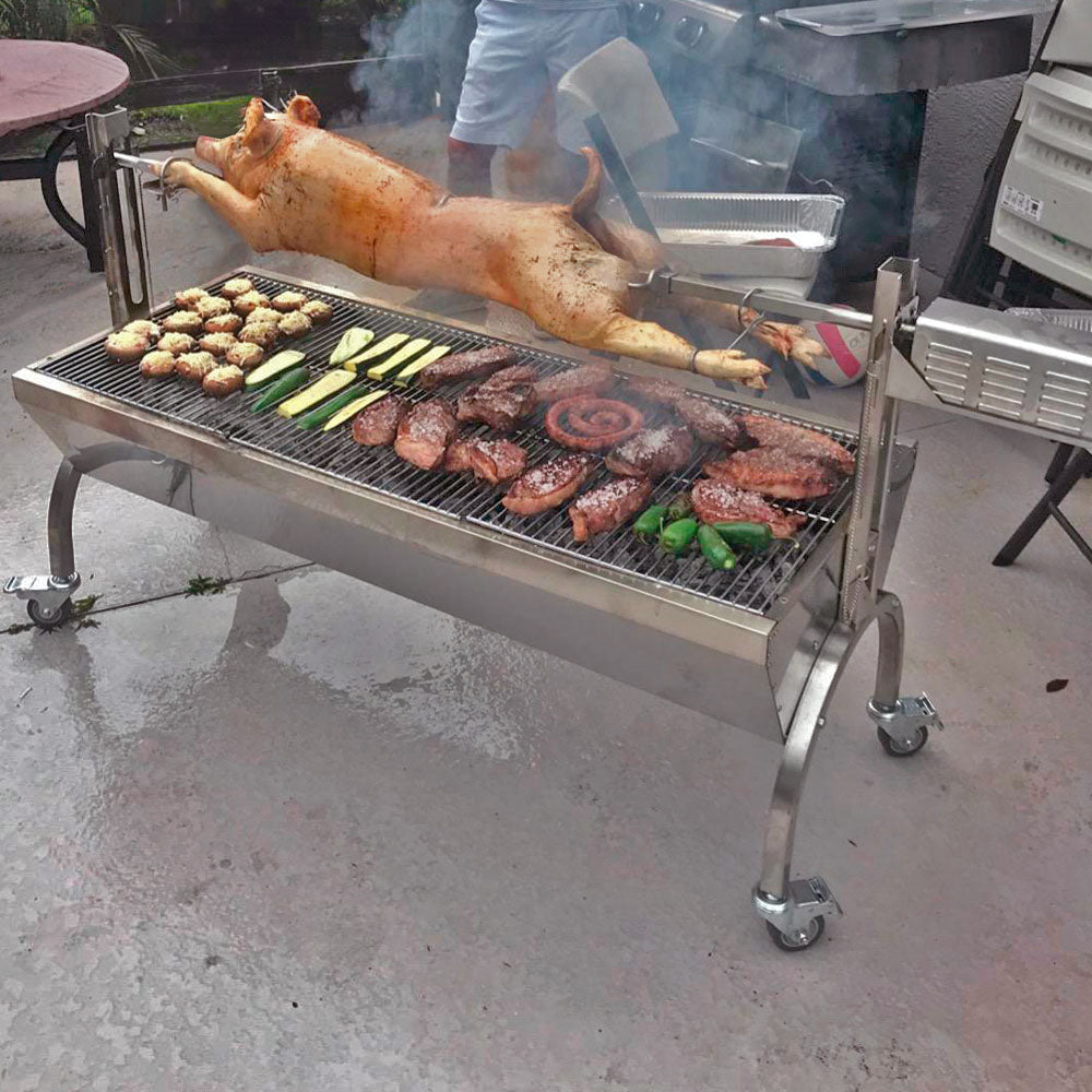 Stainless Steel Rotisserie Grill | 25 Watt - Holds 125 LB / Without Windscreen