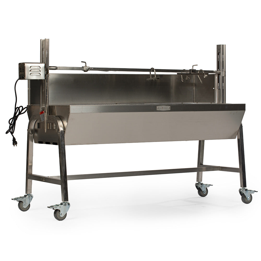Stainless Steel Rotisserie Grill | 13 Watt - Holds 85 LB / With Windscreen