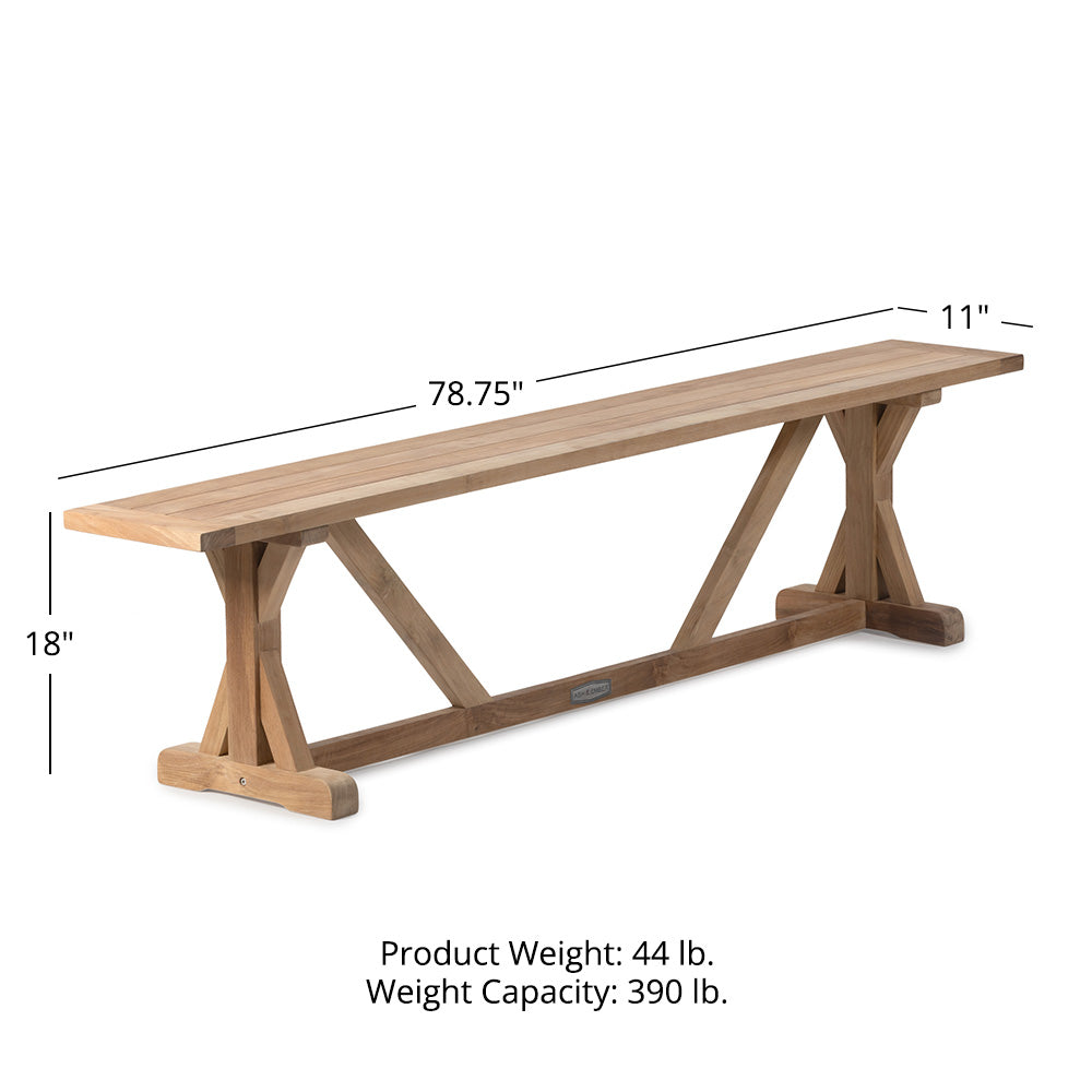 Savannah Grade A Teak Farmhouse Bench - view 6