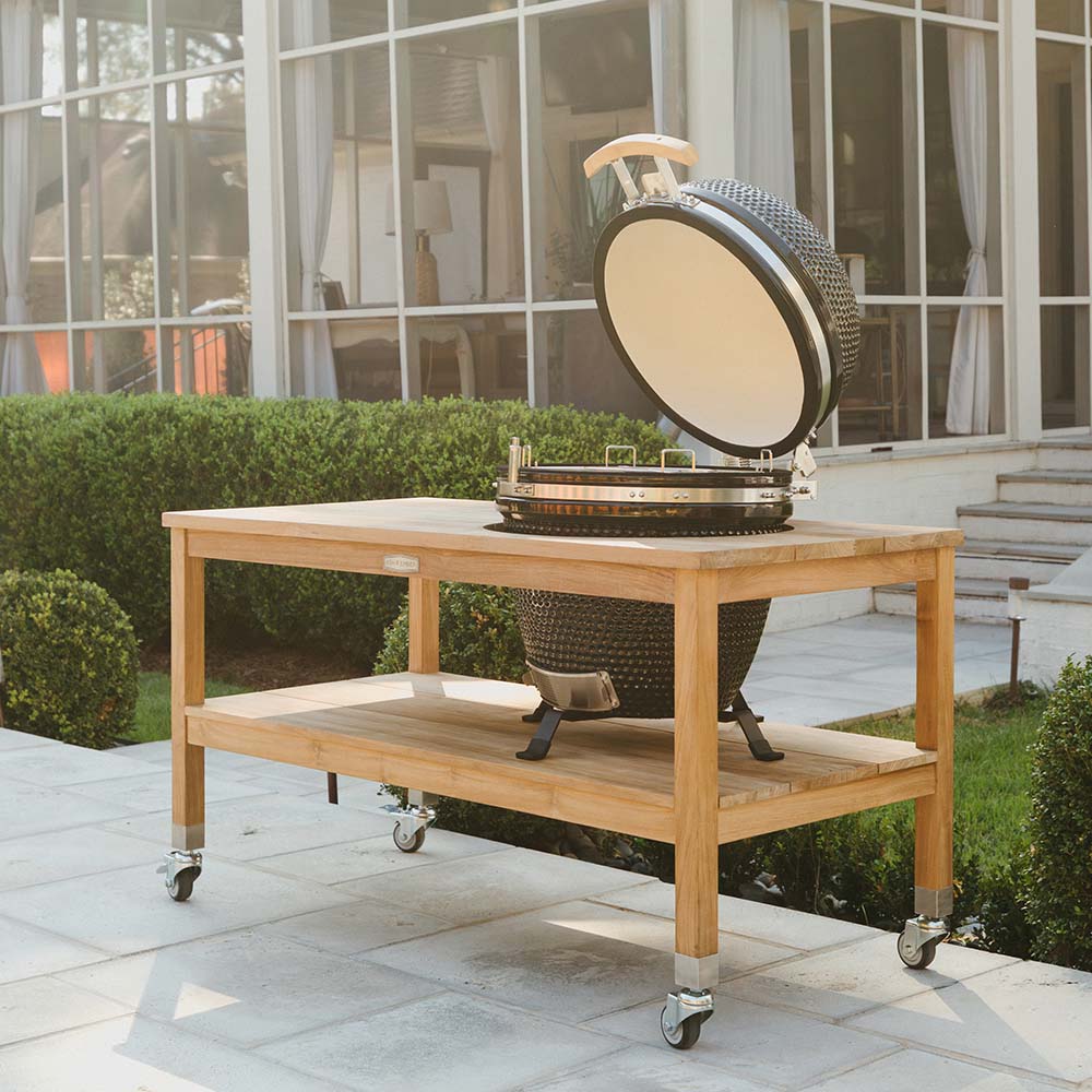 Grade A Teak Ceramic Grill Table for Kamado Grills | Grade A Teak