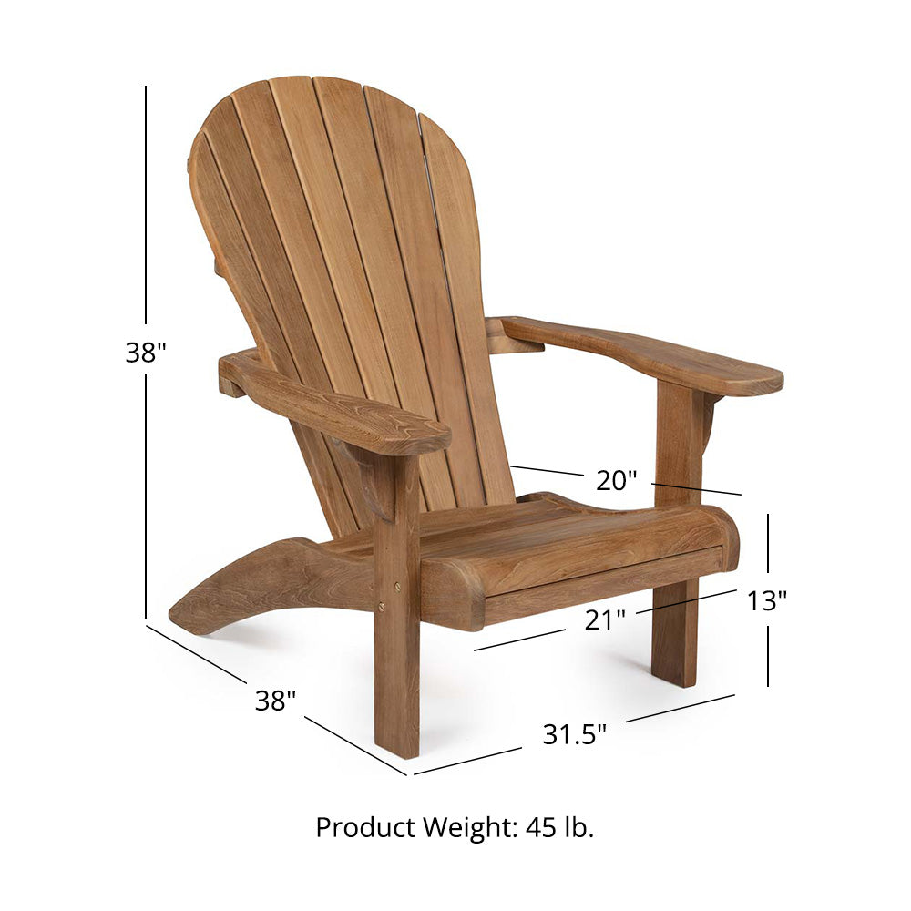Savannah Grade A Teak Adirondack Chair | Chair and Ottoman