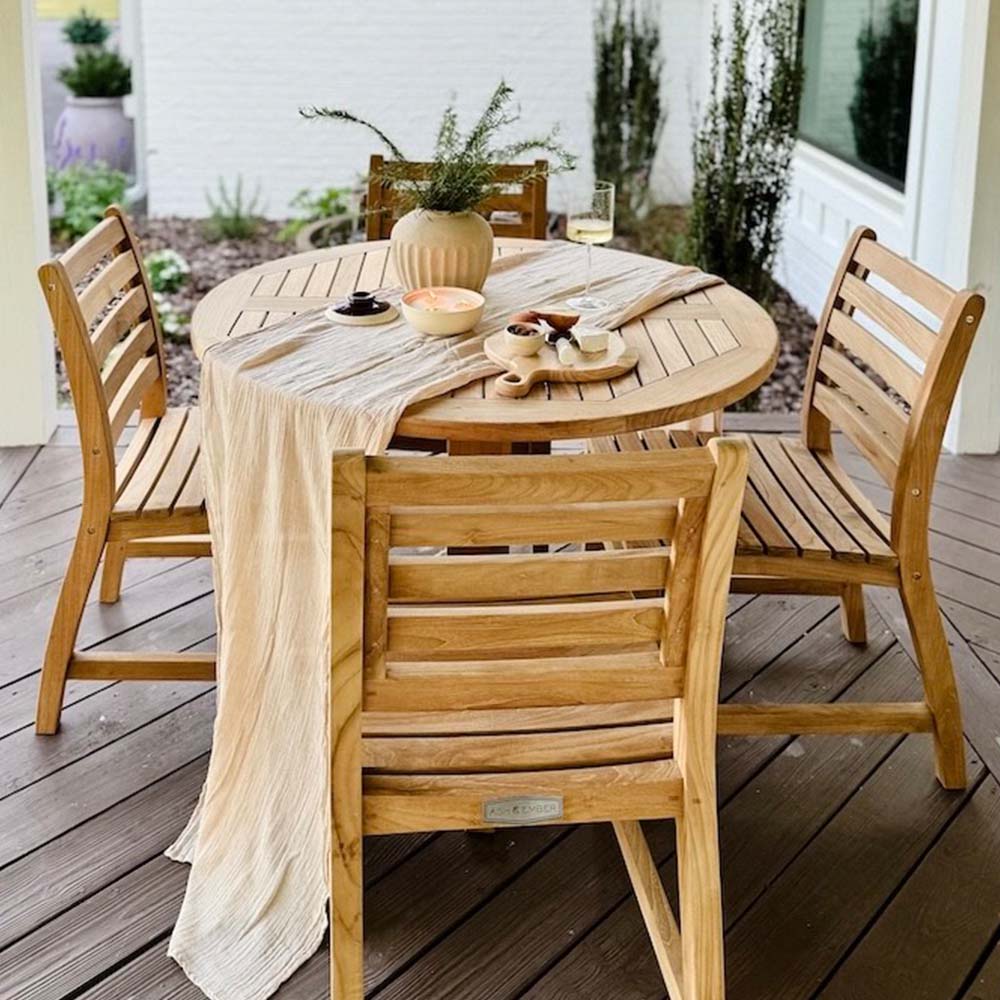 Luna Grade A Teak Round Table Dining Set - view 2