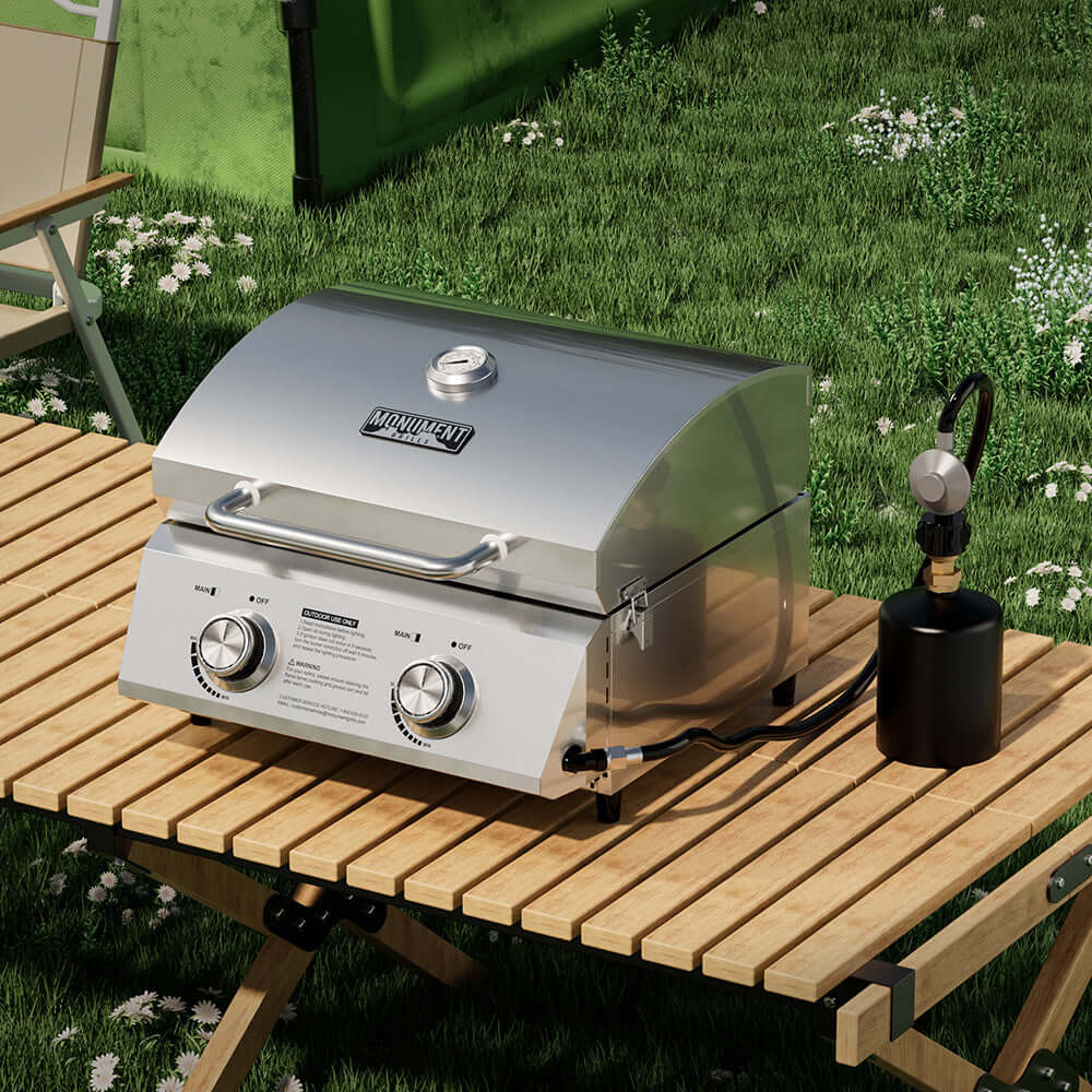 Monument 13742 - Stainless Tabletop Propane Gas Grill | 13742 & Cover