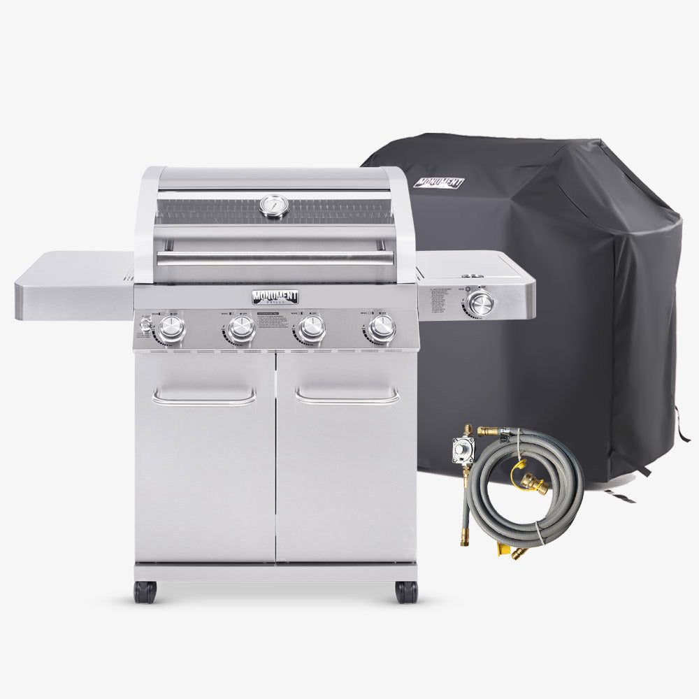 Monument Grills 41847NG - Stainless Natural/Propane Gas Grill | 41847NG & Gas Grill Cover & Natural Gas Conversion Kit