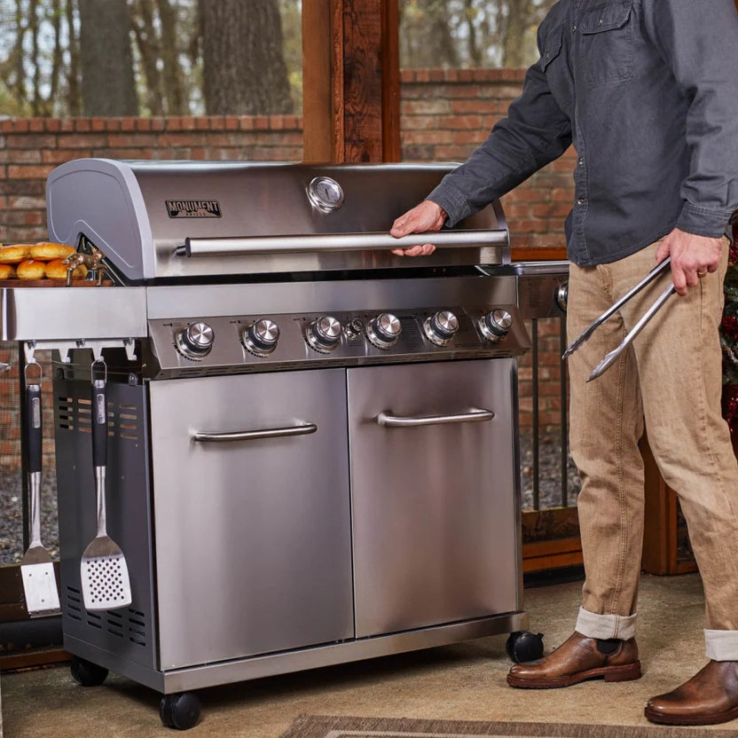 Monument Grills 77352 - Full Stainless Propane Gas Grill | 77352 (Include Rotisserie Kit) & Cover