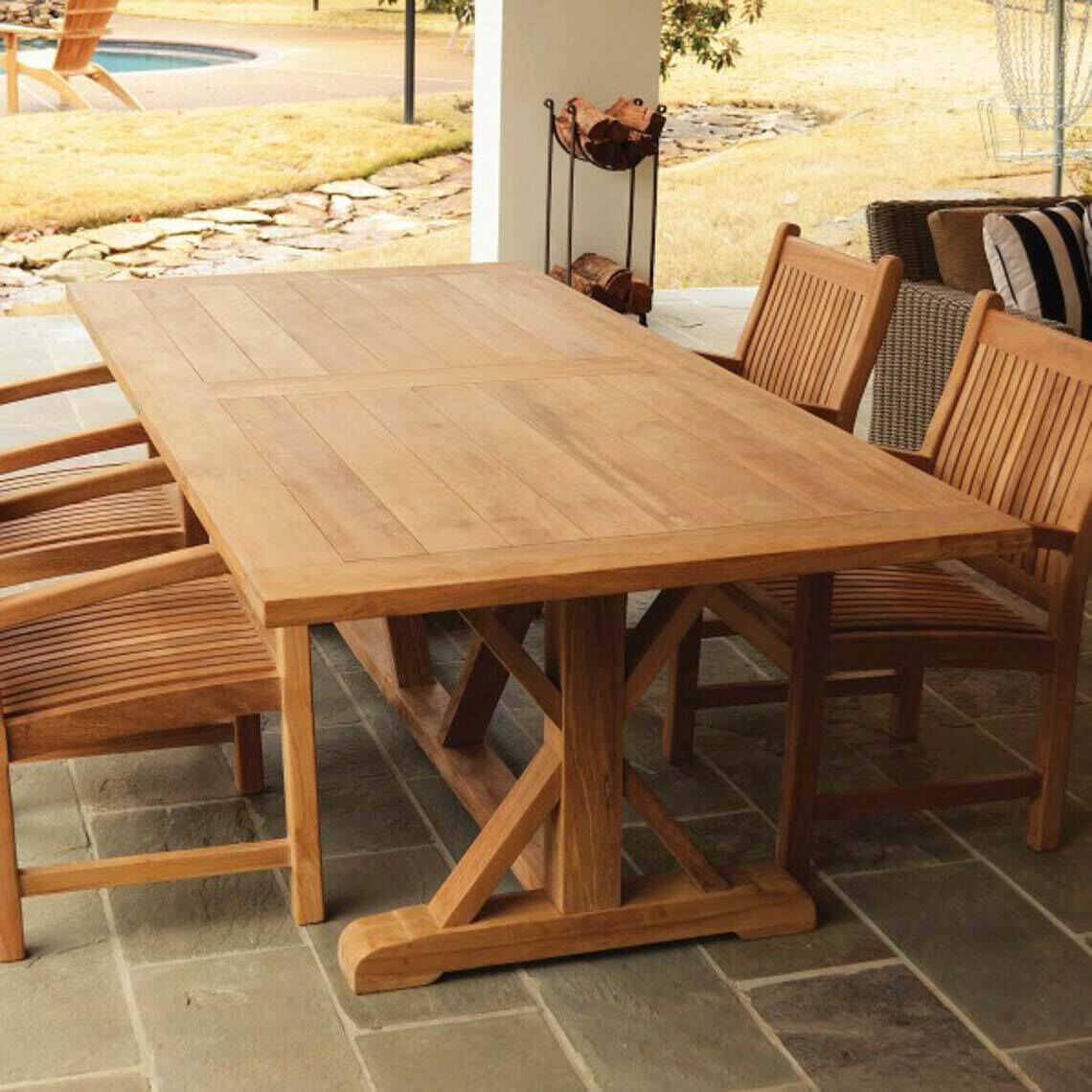 Scratch and Dent - 8 FT Teak Farmhouse Trestle Table - FINAL SALE - view 2