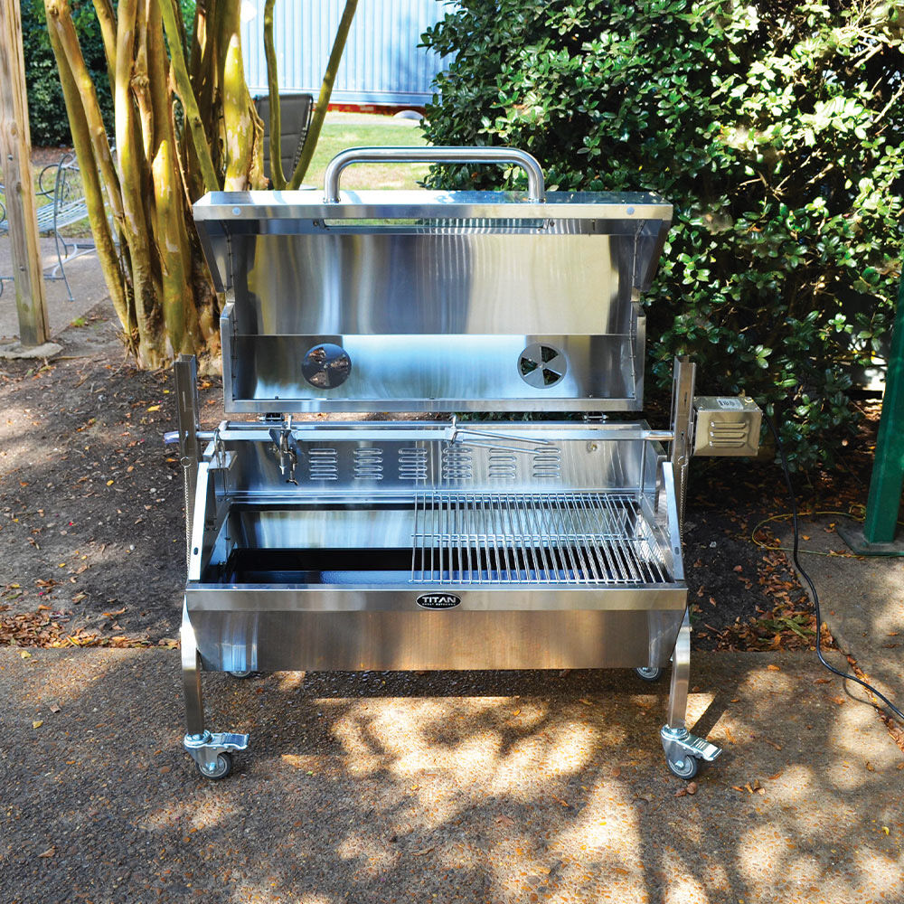 Scratch and Dent - 13W Stainless Steel Rotisserie Grill Roaster w/ Glass Hood - FINAL SALE - view 3