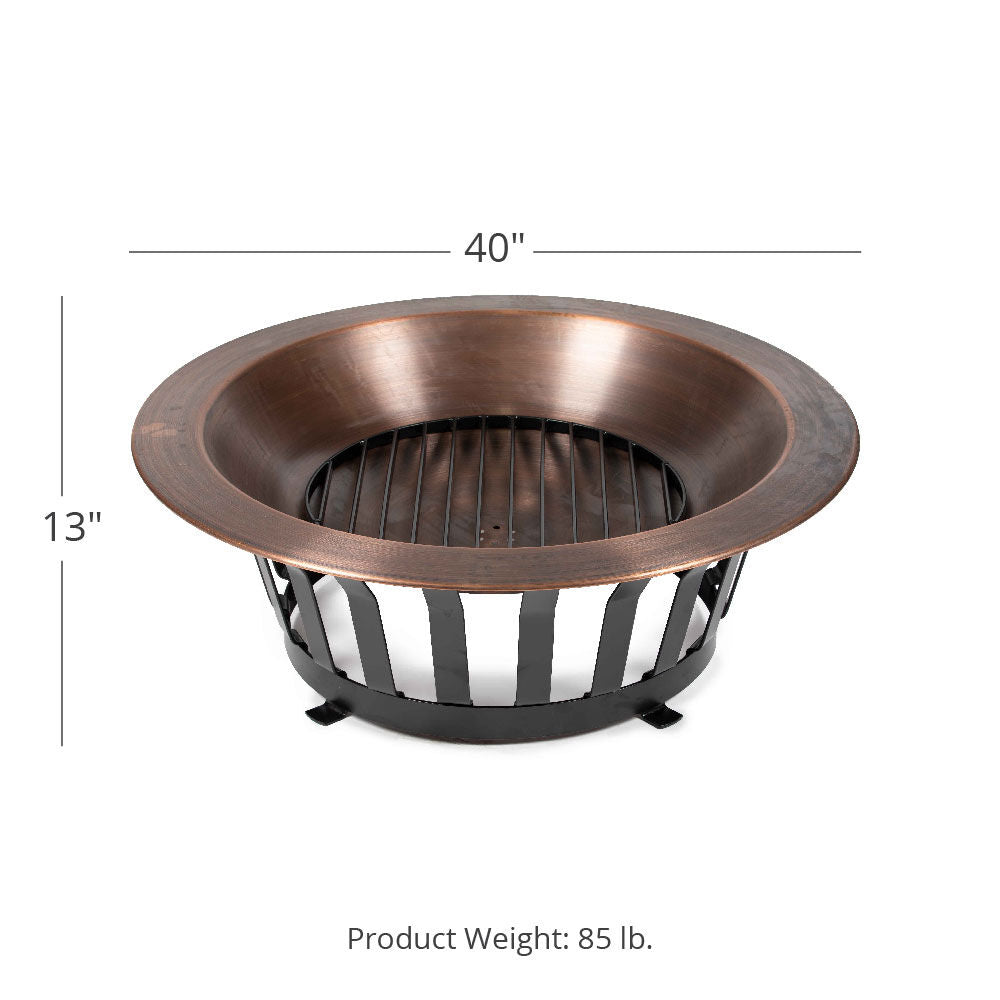 Scratch and Dent - 40” Copper Outdoor Fire Pit with Solid Steel Base and Fire Iron - FINAL SALE - view 2