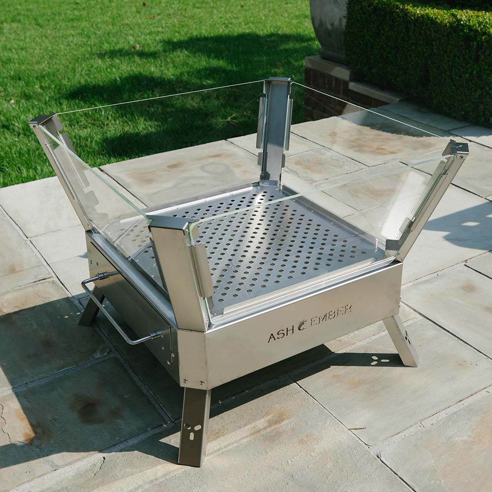 Stainless Steel Glass Fire Pit