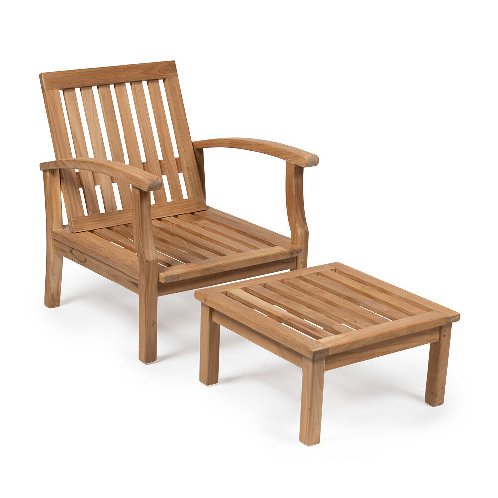Scratch and Dent - Teak Sevilla Lounge Chair with Footstool - FINAL SALE