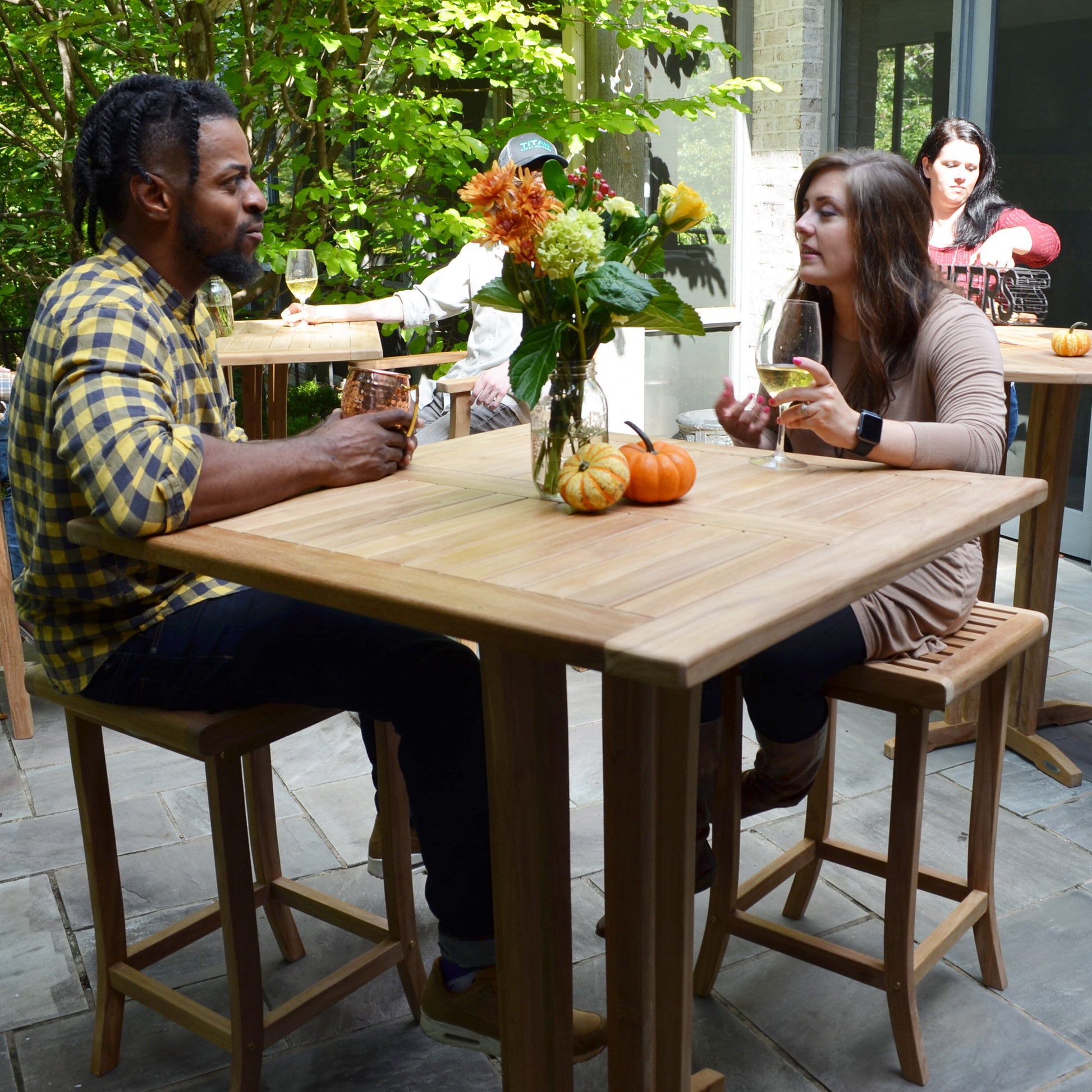 Scratch and Dent - Teak Square Bar Table