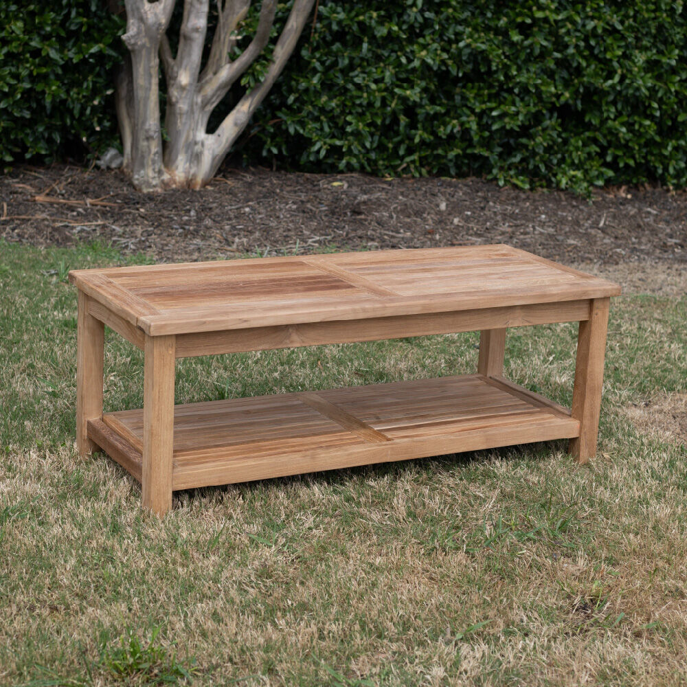 Scratch and Dent - Teak Outdoor Coffee Table with Shelf - view 2