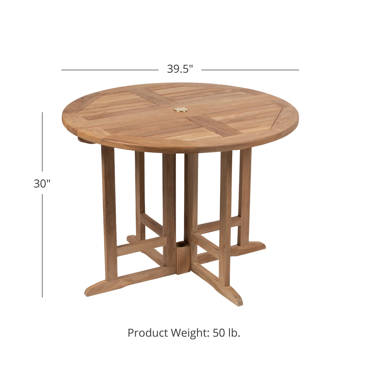 Scratch and Dent - Teak Round Folding Table | 35-In - FINAL SALE - view 6