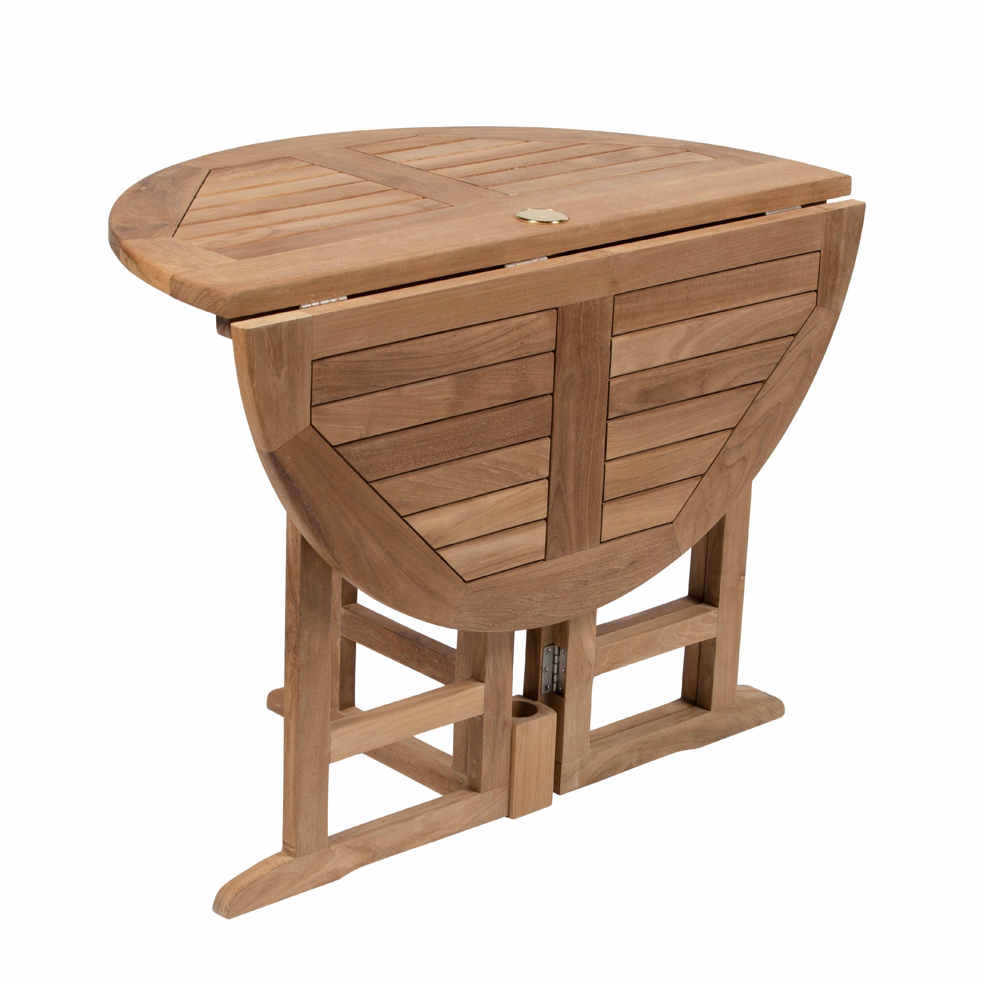 Scratch and Dent - Teak Round Folding Table | 35-In - FINAL SALE