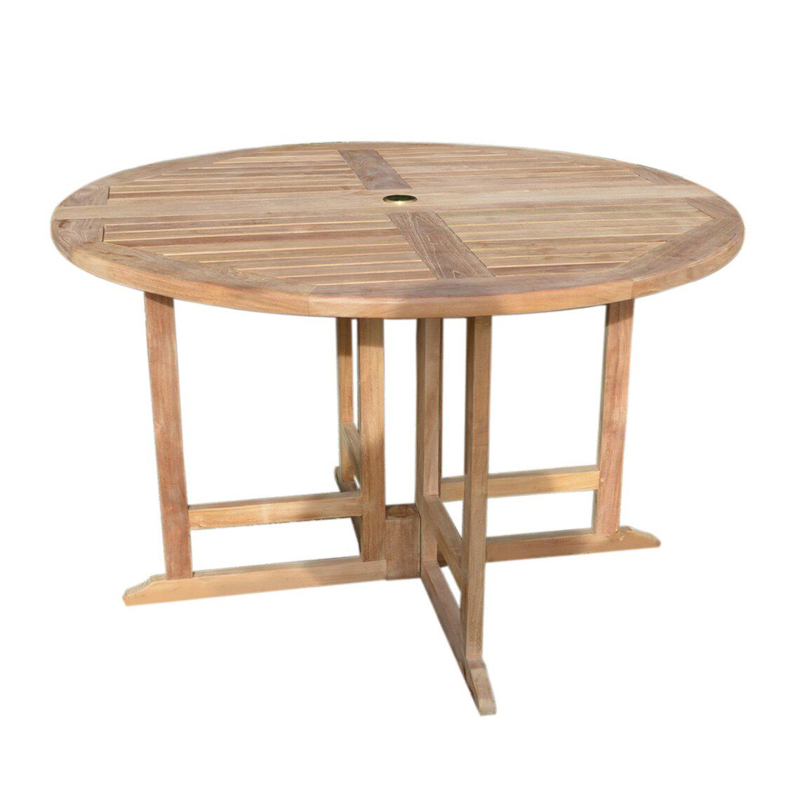 Scratch and Dent - Teak Round Folding Table | 47-In - FINAL SALE - view 1