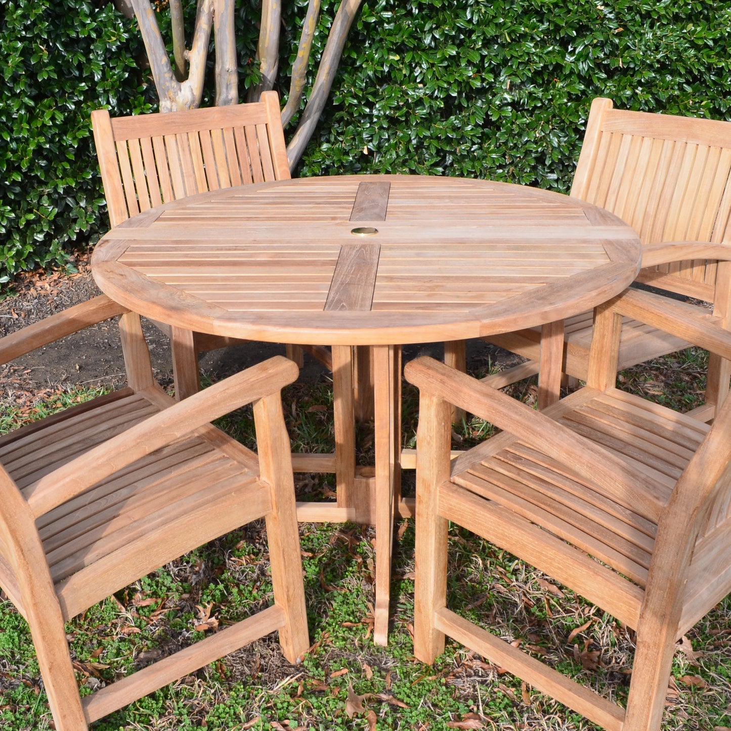 Scratch and Dent - Teak Round Folding Table | 47-In - FINAL SALE - view 2