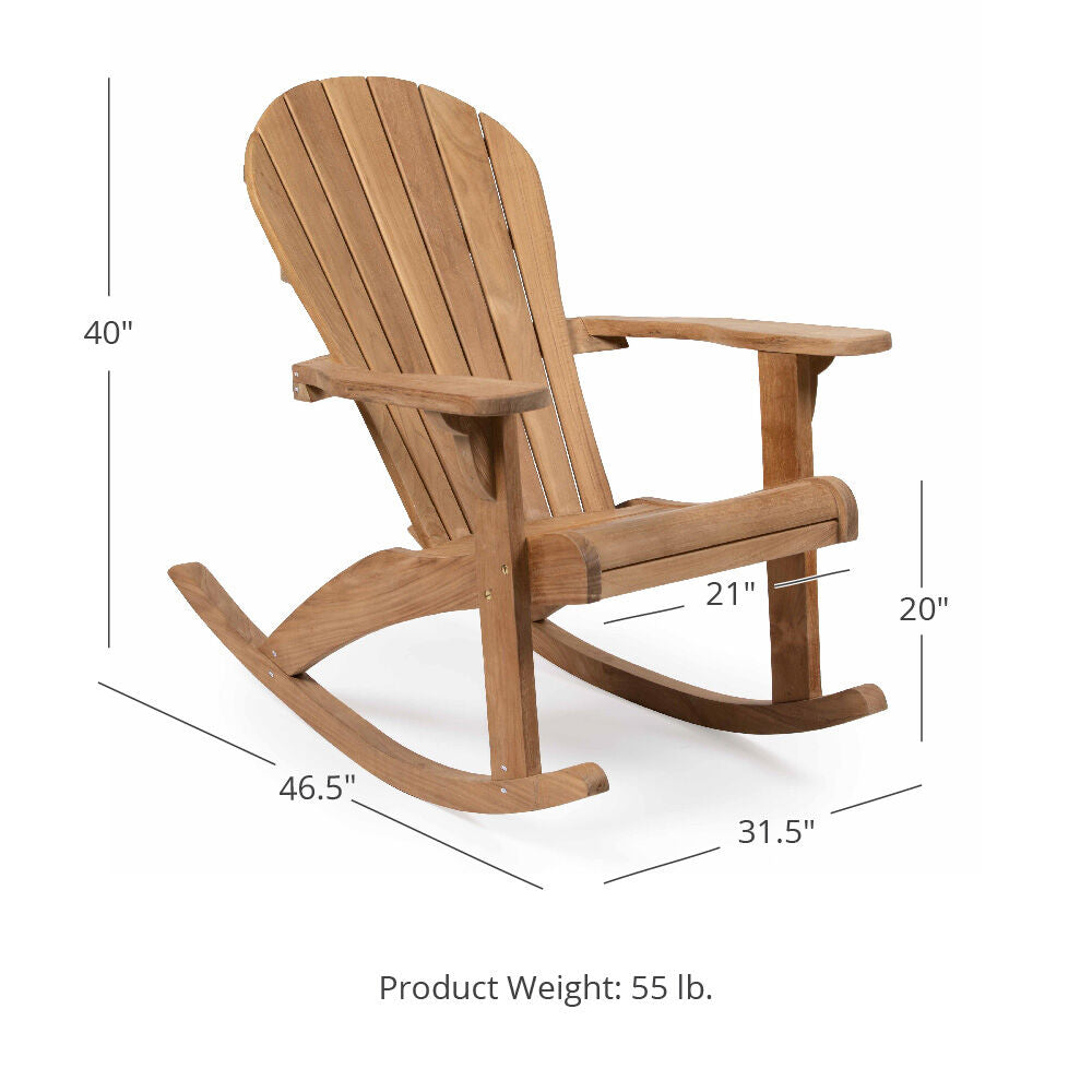 Scratch and Dent - Teak Adirondack Rocking Chair - FINAL SALE