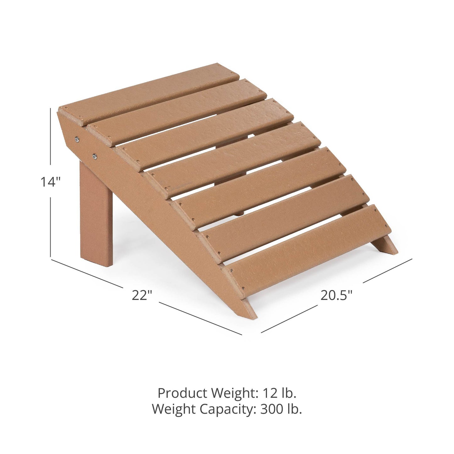 Everwood Hilltop Adirondack Ottoman | Latte Weatherwood - view 12