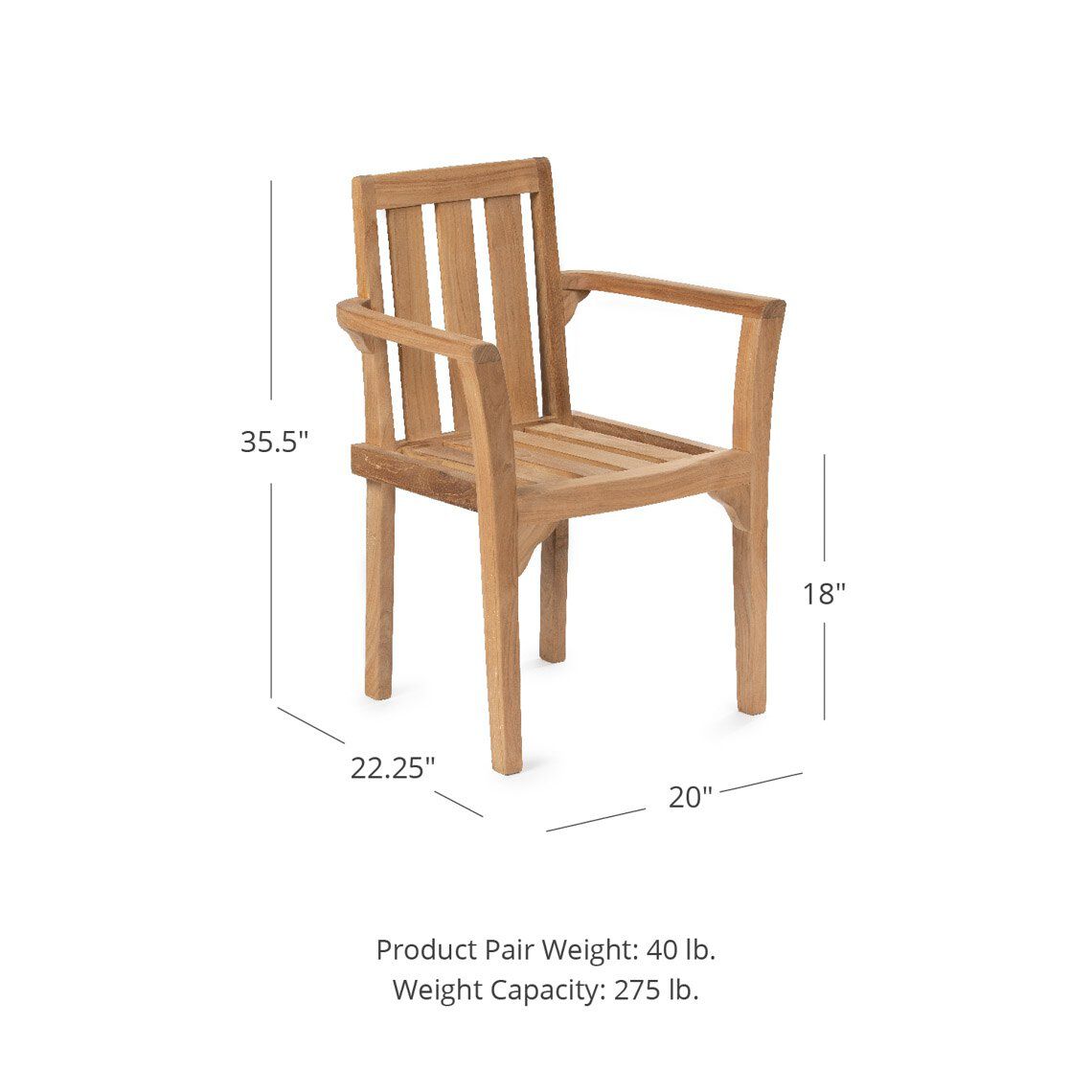 SCRATCH AND DENT - Grade A Teak 2 Pack Classic Stacking Chairs - FINAL SALE - view 2