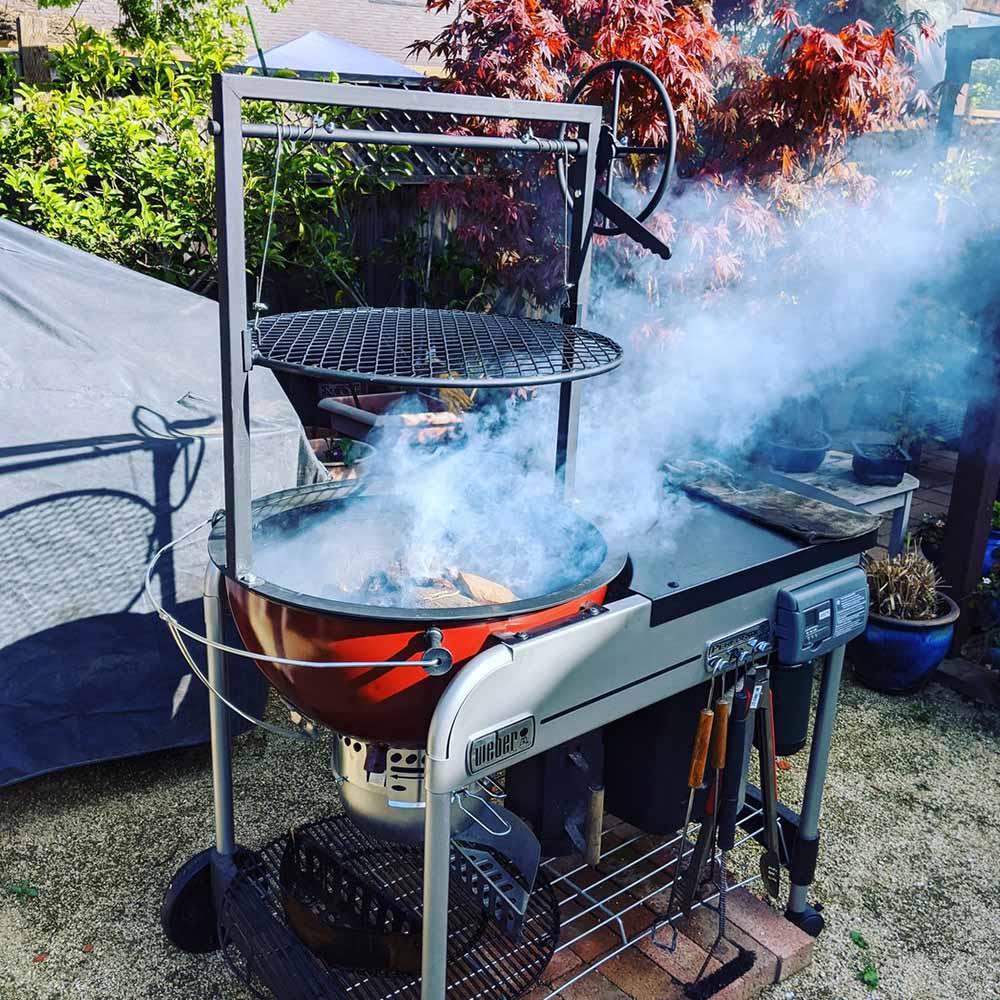 Scratch and Dent, Adjustable Kettle-Style Grill Attachment | Ash