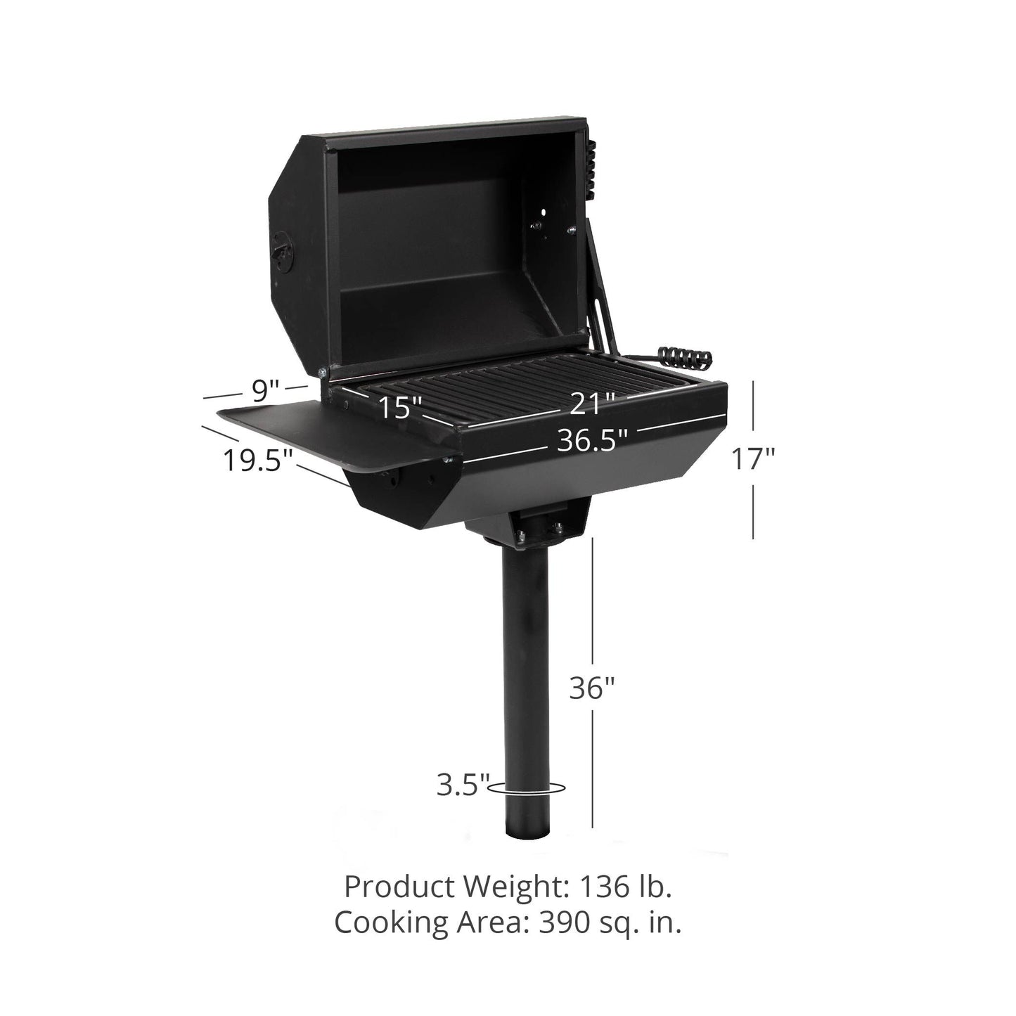 SCRATCH AND DENT - 390 Sq. In. Covered Park-Style Grill with Shelf - FINAL SALE - view 5