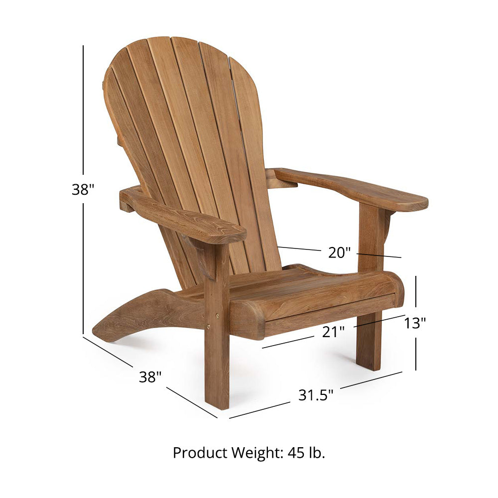 Savannah Grade A Teak Adirondack Chair Ash Ember
