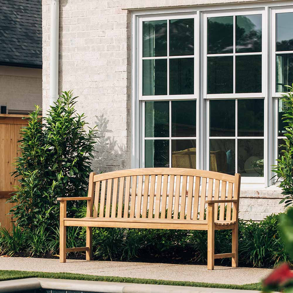 Grade A Teak Bow Back Bench | Ash & Ember