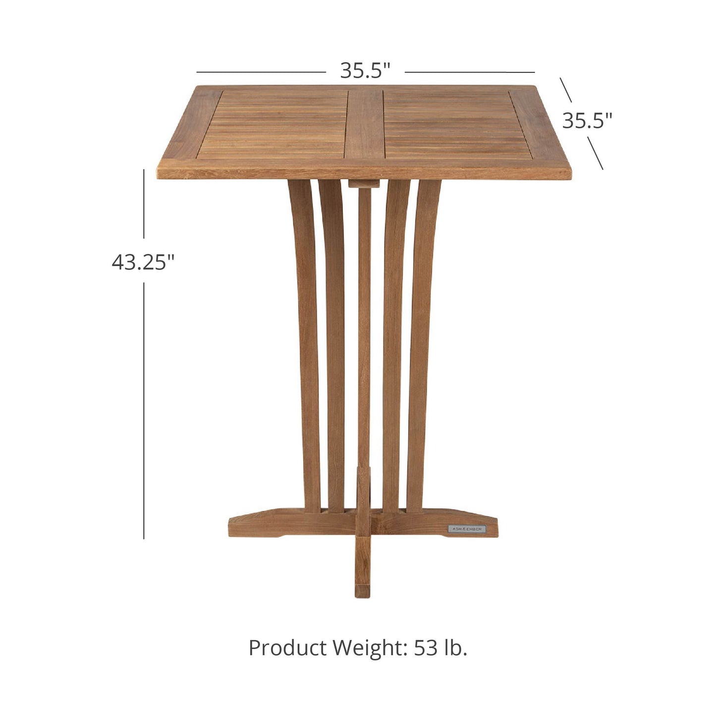 SCRATCH AND DENT - Grade A Teak 35" Square Bar Table - FINAL SALE - view 6